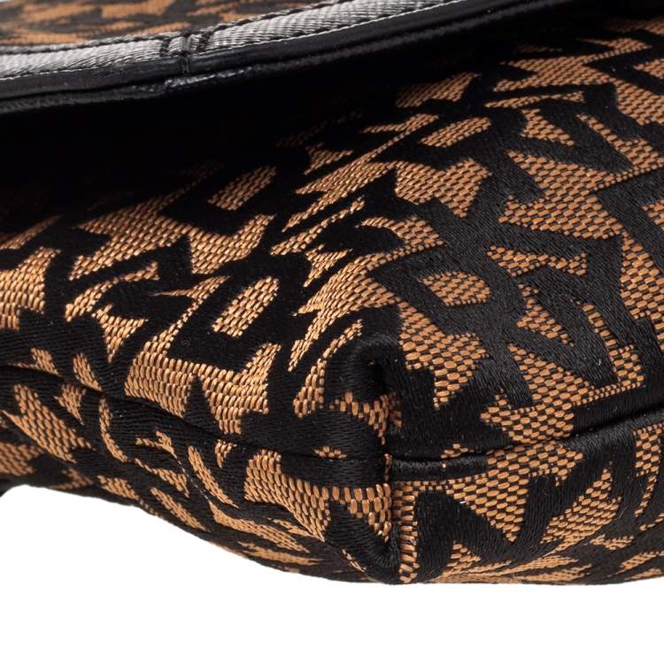 Pre Owned Dkny Brown Signature Canvas And Leather Chain Shoulder Bag