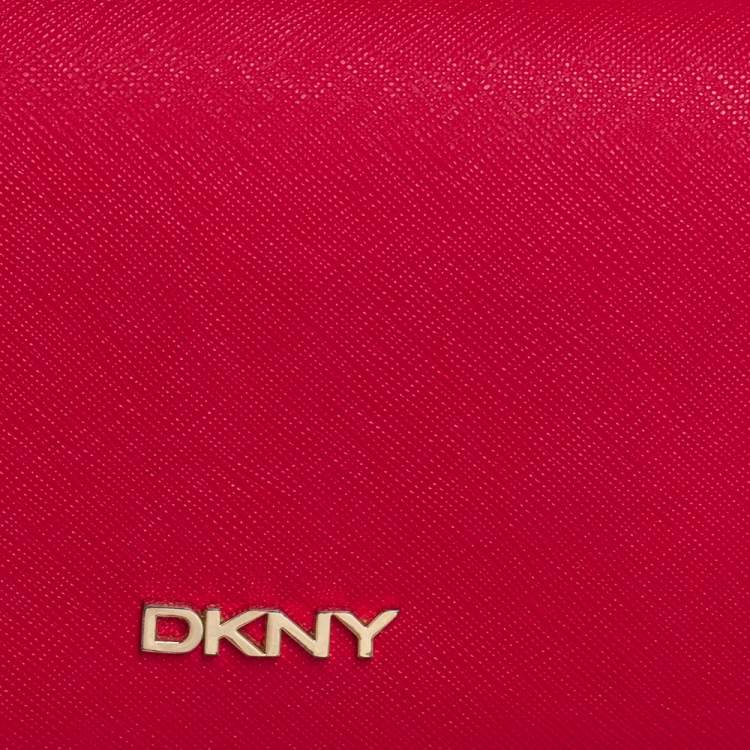 Pre Owned DKNY Red Saffiano Leather Flap Continental Wallet