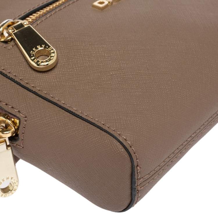 Pre Owned DKNY Dark Beige Leather Crossbody Bag