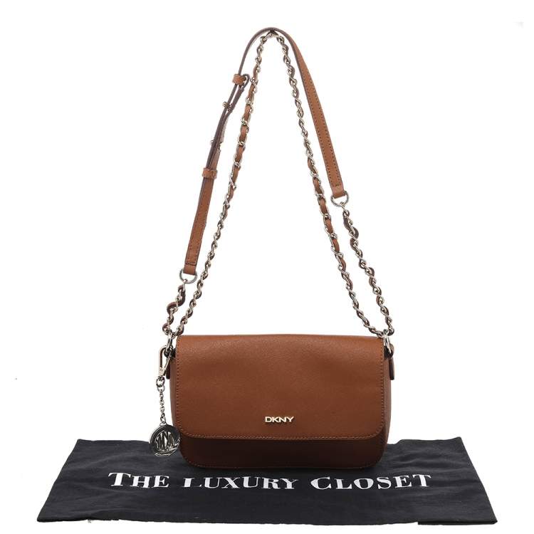 مملوكة مسبقًا DKNY Brown Saffiano Leather Bryant Park Crossbody Bag