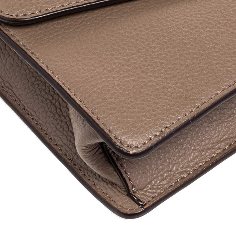 مملوكة مسبقًا DKNY Dark Beige Leather Padlock Flap Shoulder Bag