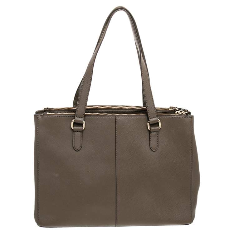 Pre Owned Dkny Brown Leather Double Zip Satchel