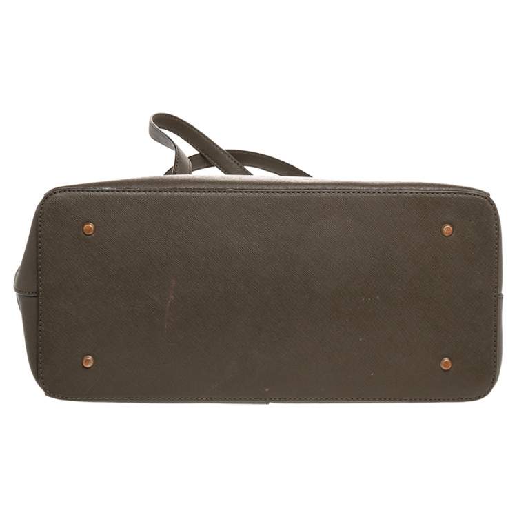 Pre Owned Dkny Brown Leather Double Zip Satchel
