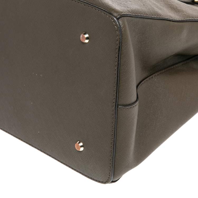 Pre Owned Dkny Brown Leather Double Zip Satchel