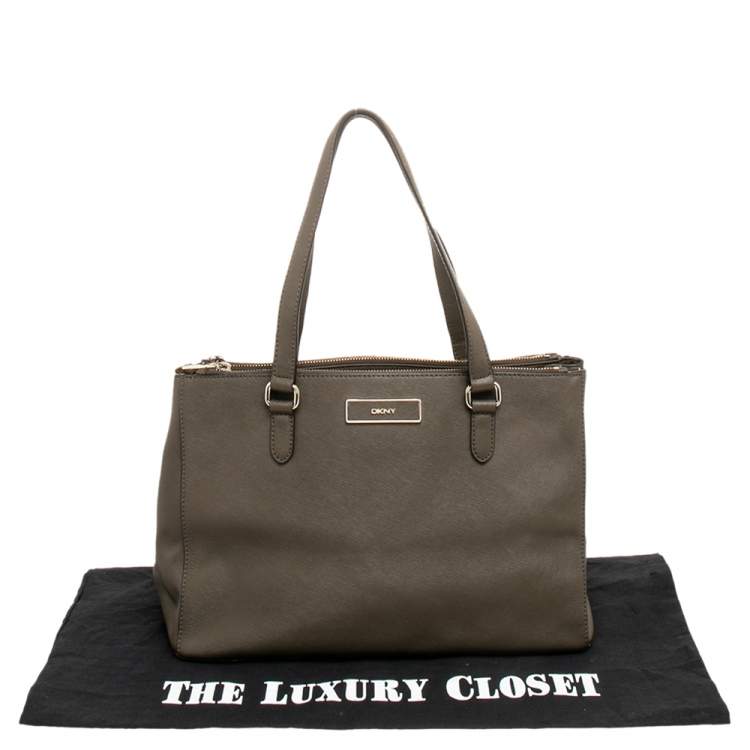 Pre Owned Dkny Brown Leather Double Zip Satchel