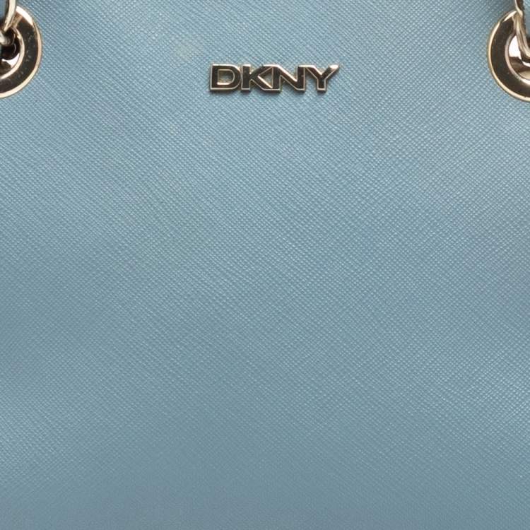 Pre Owned DKNY Light Blue Leather Chain Shoulder Bag