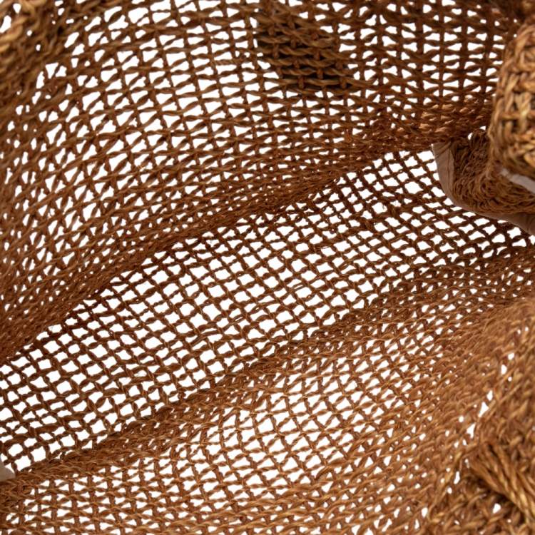 Pre Owned DKNY Brown Handwoven Abaca Tote 