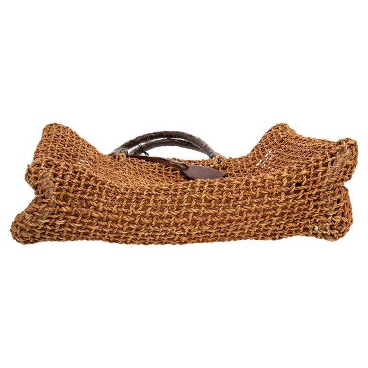 Pre Owned DKNY Brown Handwoven Abaca Tote 