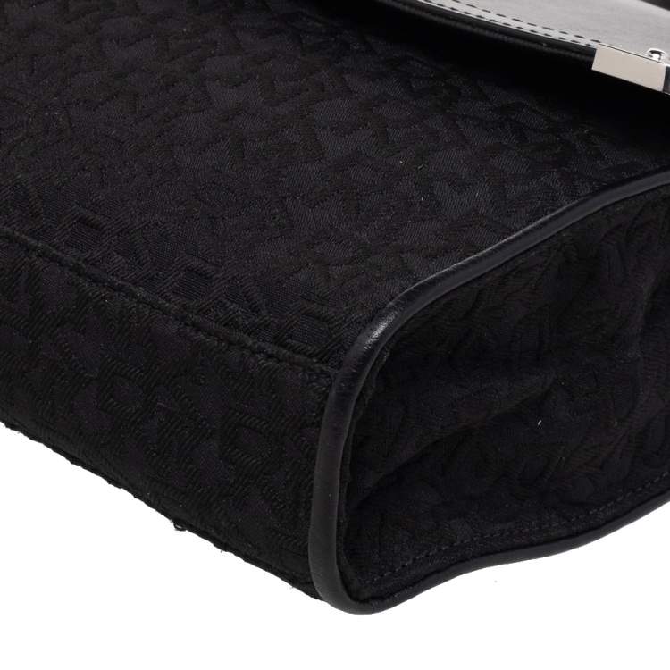 Pre Owned Dkny Black Signature Canvas And Leather Flap Shoulder Bag