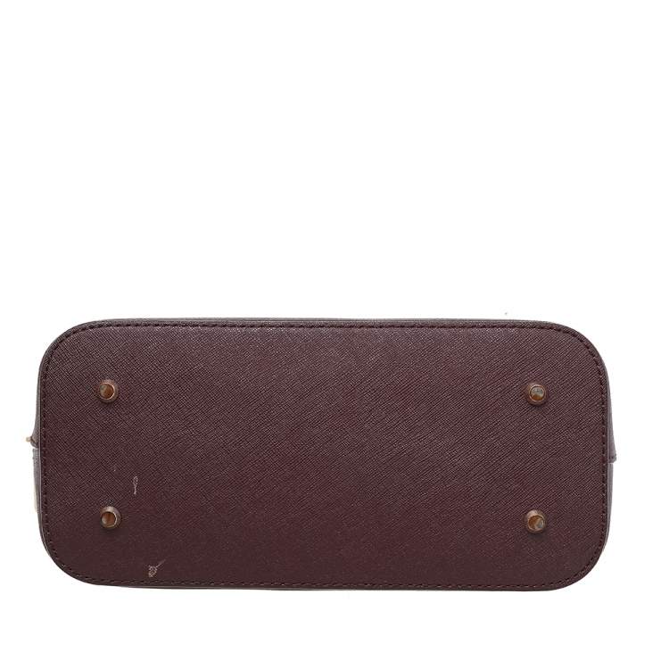 Pre Owned Dkny Brown Leather Dome Chain Satchel 