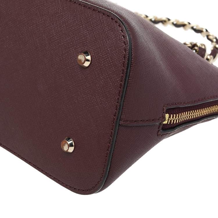 Pre Owned Dkny Brown Leather Dome Chain Satchel 