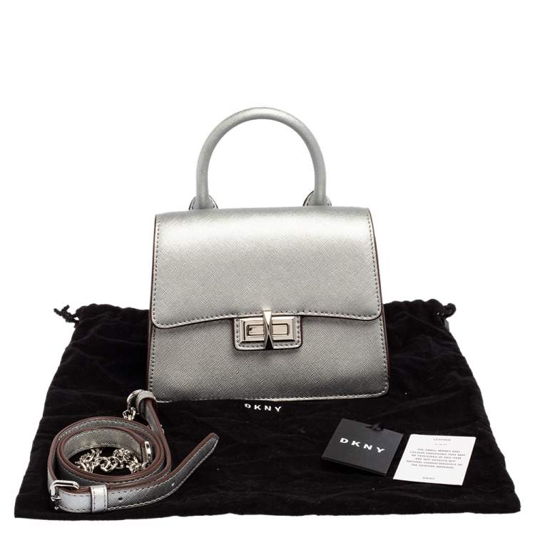 Pre Owned Dkny Silver Leather Jojo Mini Satchel