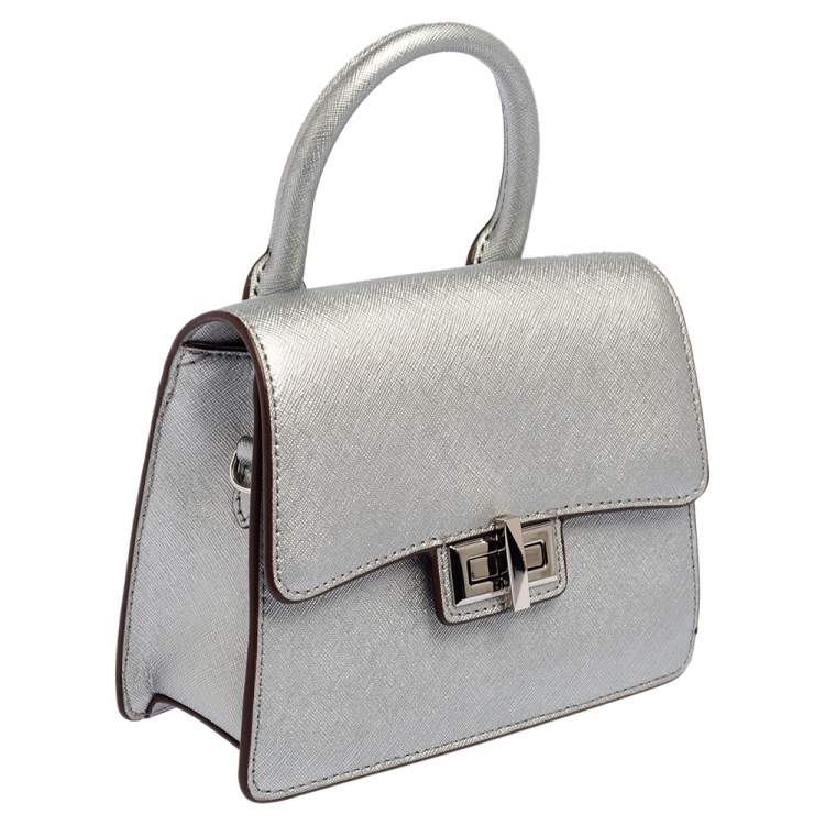 Pre Owned Dkny Silver Leather Jojo Mini Satchel