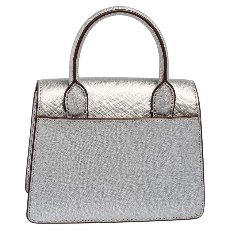 Pre Owned Dkny Silver Leather Jojo Mini Satchel