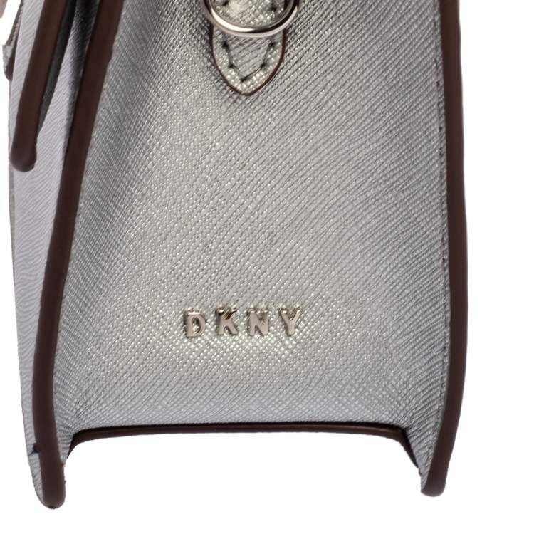 Pre Owned Dkny Silver Leather Jojo Mini Satchel