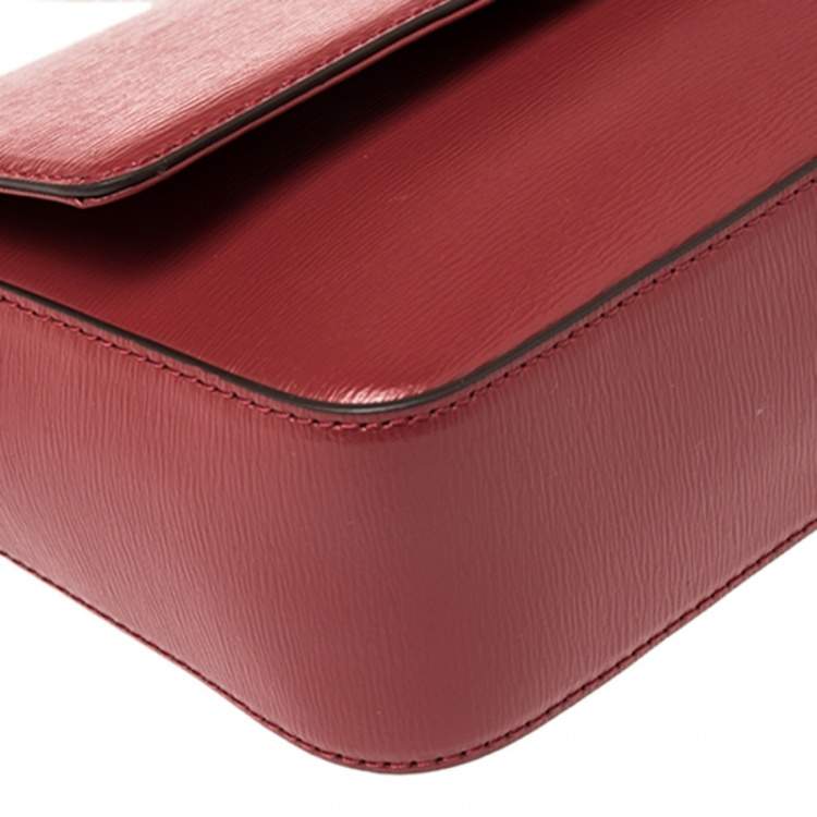 Pre Owned DKNY Red Leather Bryant Flap Crossbody Bag