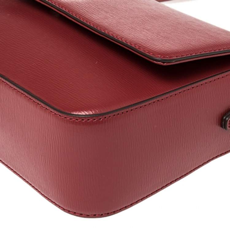 Pre Owned DKNY Red Leather Bryant Flap Crossbody Bag