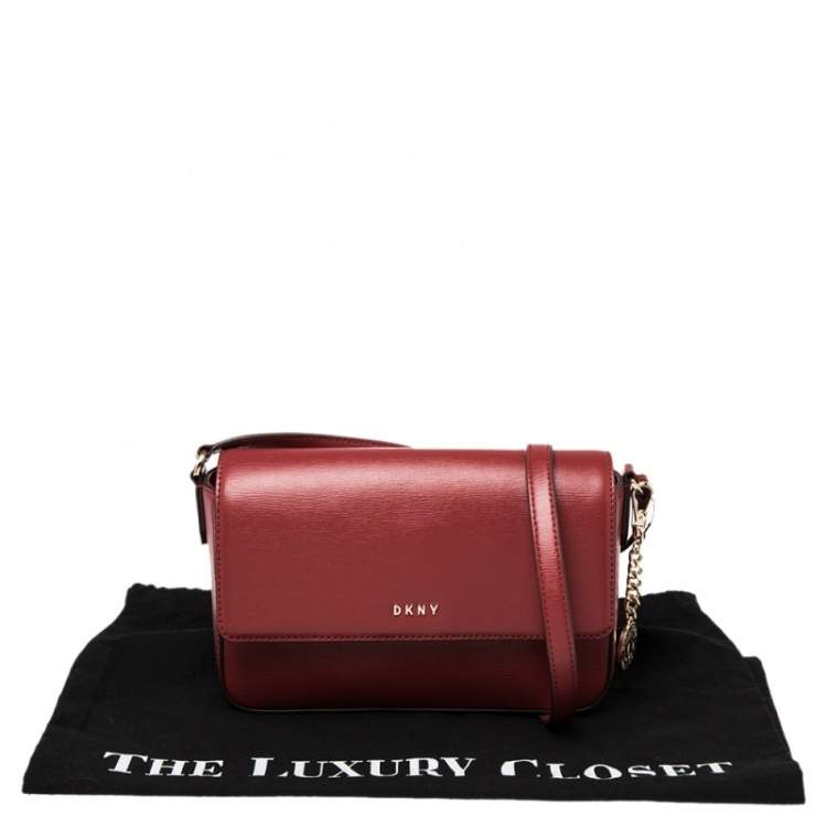 Pre Owned DKNY Red Leather Bryant Flap Crossbody Bag