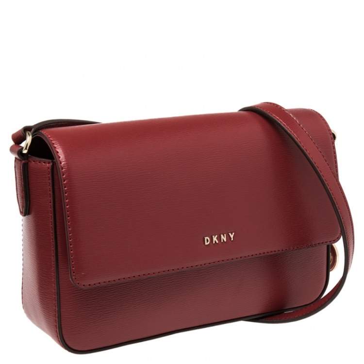 Pre Owned DKNY Red Leather Bryant Flap Crossbody Bag
