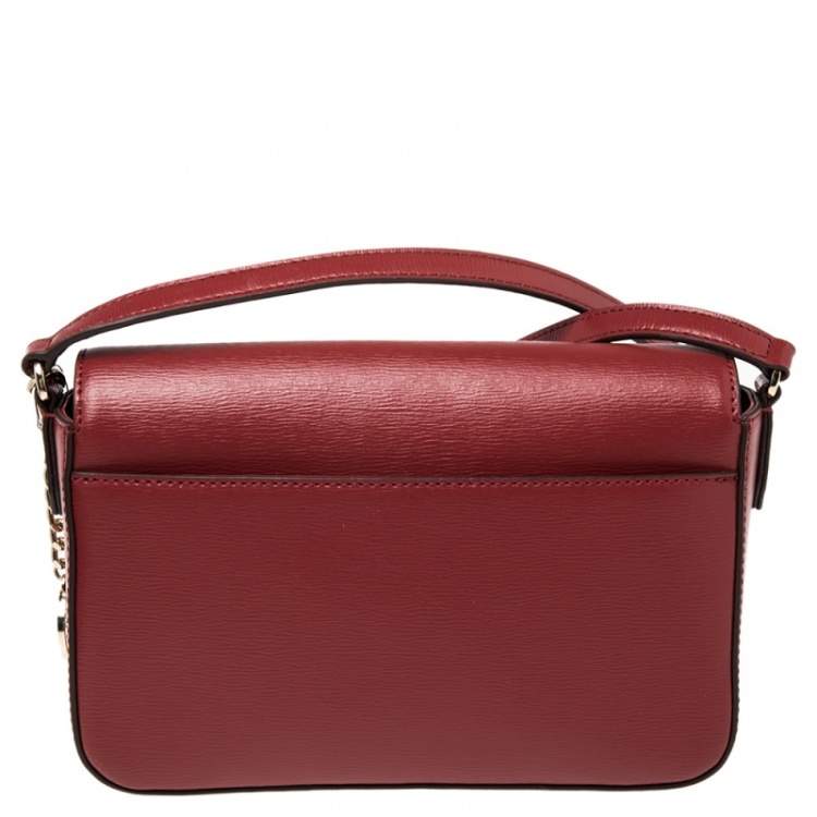 Pre Owned DKNY Red Leather Bryant Flap Crossbody Bag