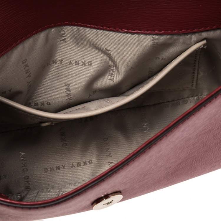 Pre Owned DKNY Red Leather Bryant Flap Crossbody Bag