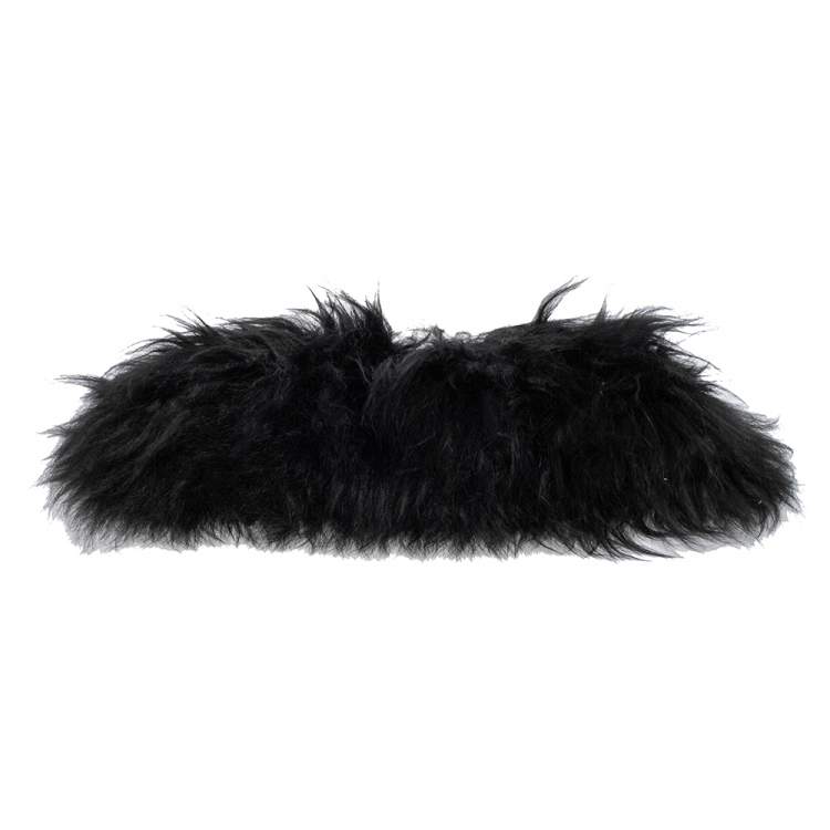 Pre Owned Dkny Black/Navy Blue Leather and Faux Fur Pushlock Flap Clutch