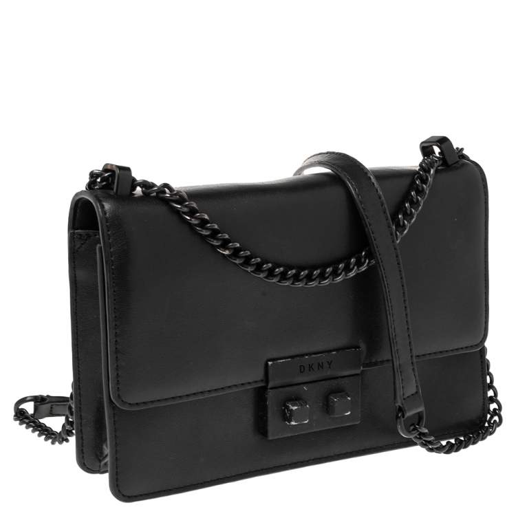 مملوكة مسبقًا DKNY Black Leather Chain Shoulder Bag