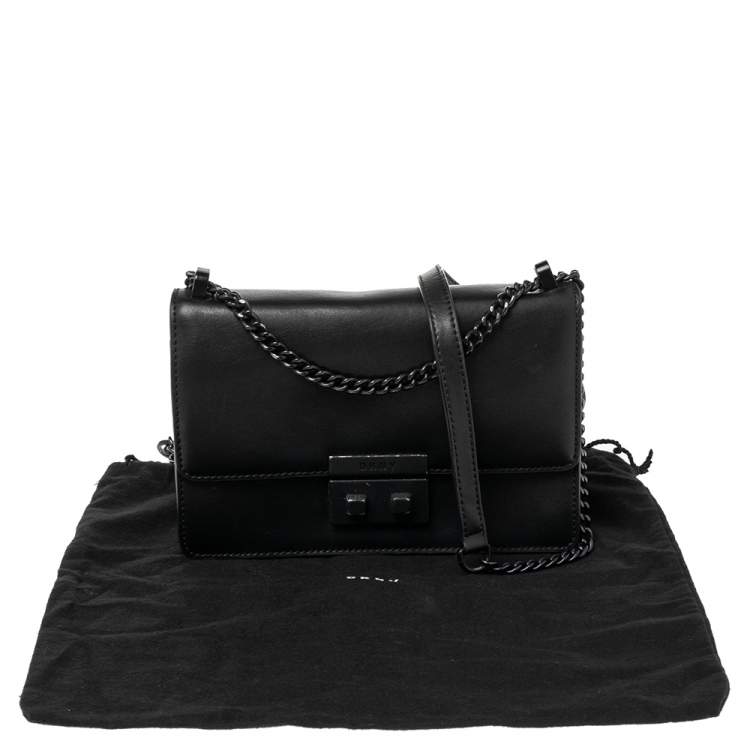 مملوكة مسبقًا DKNY Black Leather Chain Shoulder Bag
