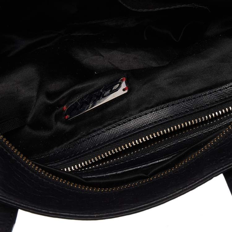 Pre Owned DKNY Black Nylon and Leather Sequin Logo Tote