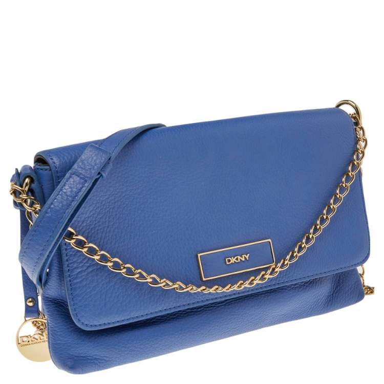 Pre Owned Dkny Blue Leather Bryant Park Shoulder Bag