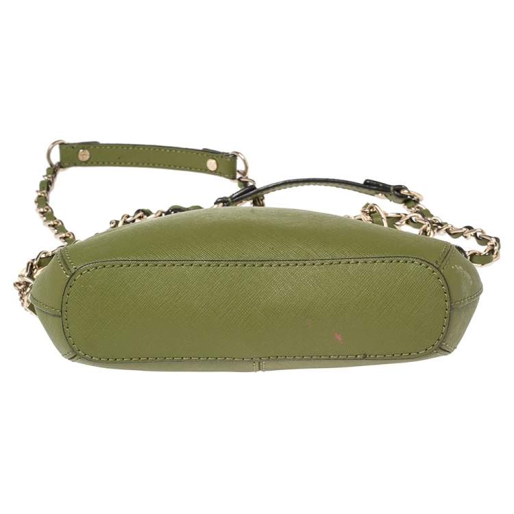 Pre Owned DKNY Green Leather Bryant Chain Shoulder Bag