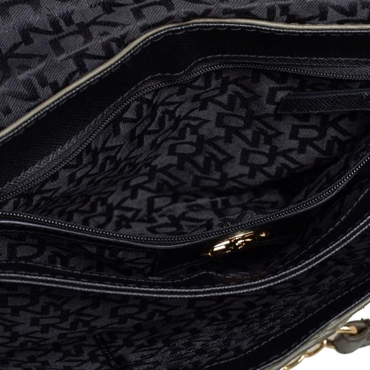 Pre Owned DKNY Green Lizard Embossed Leather Envelope Chain Clutch