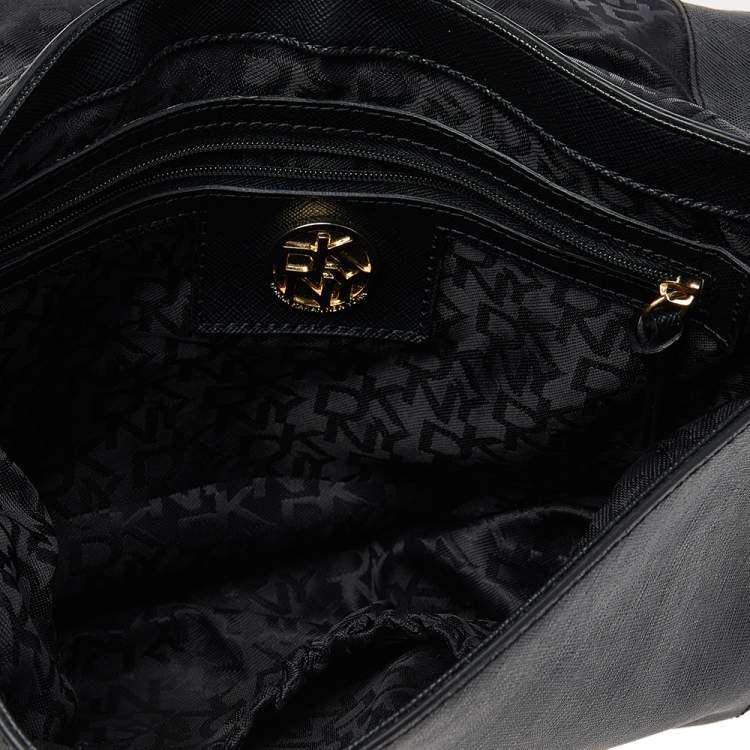 Pre Owned DKNY Black Leather Flap Shoulder Bag