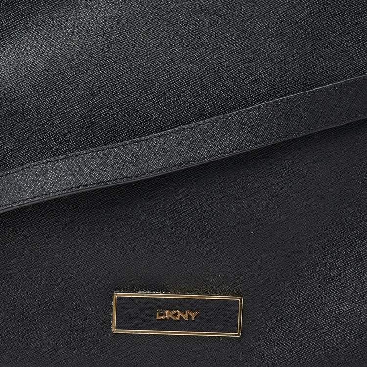 Pre Owned DKNY Black Leather Flap Shoulder Bag