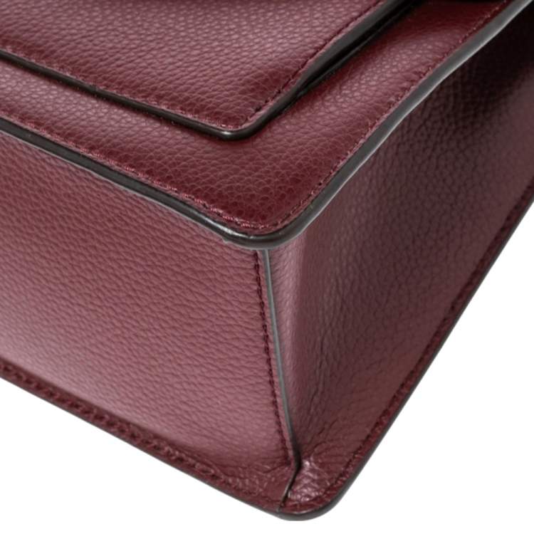 Pre Owned Dkny Burgundy Grained Leather Top Handle Bag