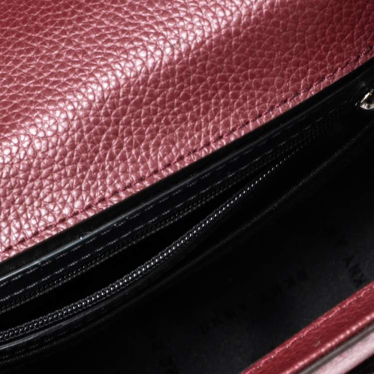 Pre Owned Dkny Burgundy Grained Leather Top Handle Bag