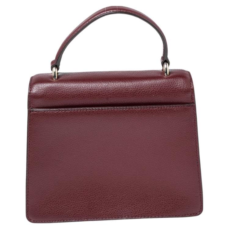 Pre Owned Dkny Burgundy Grained Leather Top Handle Bag