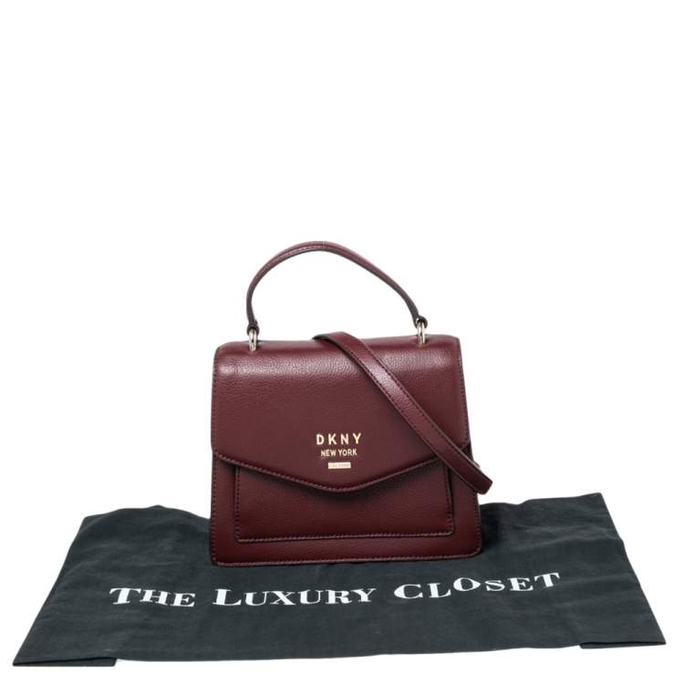 Pre Owned Dkny Burgundy Grained Leather Top Handle Bag
