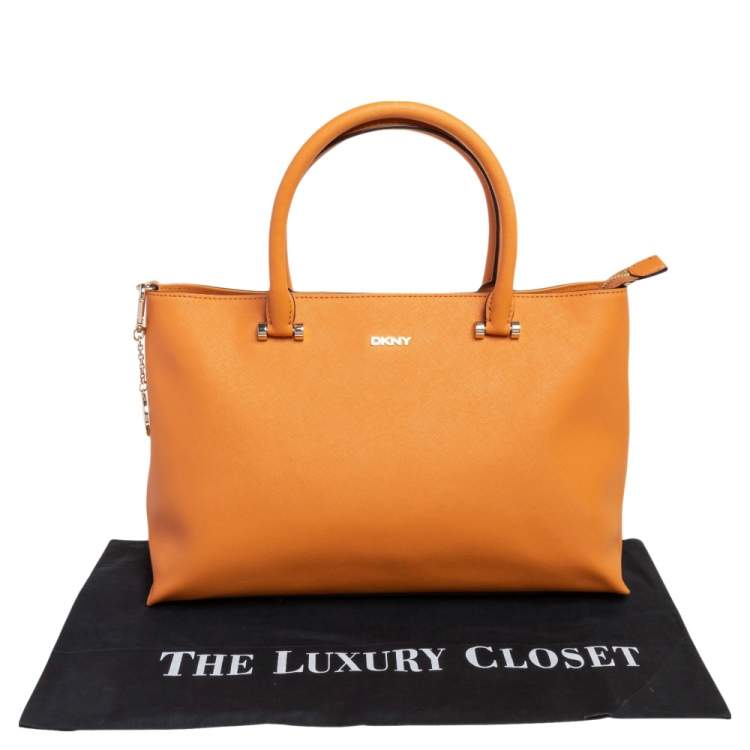 Pre Owned Dkny Tan Saffiano Leather Bryant Park Zip Tote