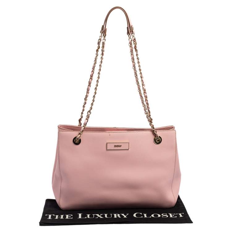 Pre Owned Dkny Pink Saffiano Leather Bryant Park Chain Tote