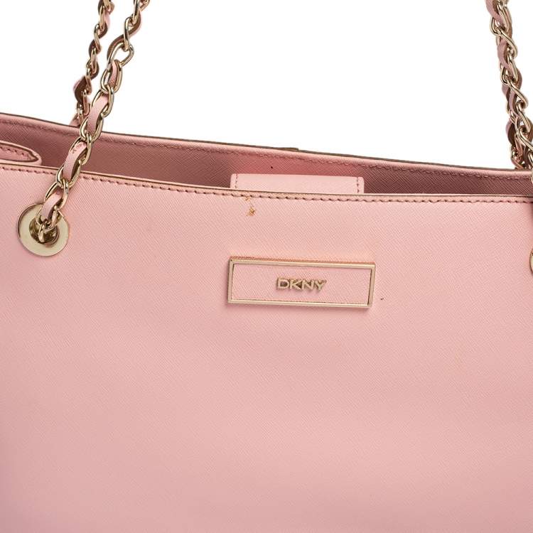 Pre Owned Dkny Pink Saffiano Leather Bryant Park Chain Tote
