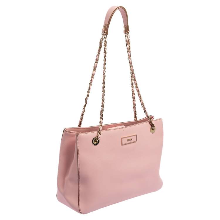 Pre Owned Dkny Pink Saffiano Leather Bryant Park Chain Tote