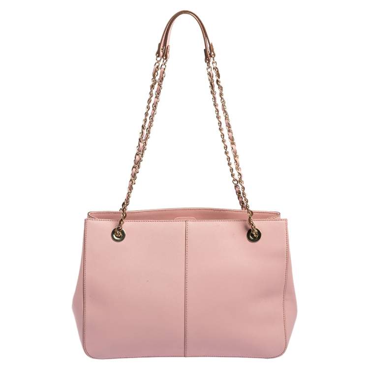 Pre Owned Dkny Pink Saffiano Leather Bryant Park Chain Tote