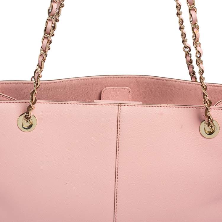 Pre Owned Dkny Pink Saffiano Leather Bryant Park Chain Tote