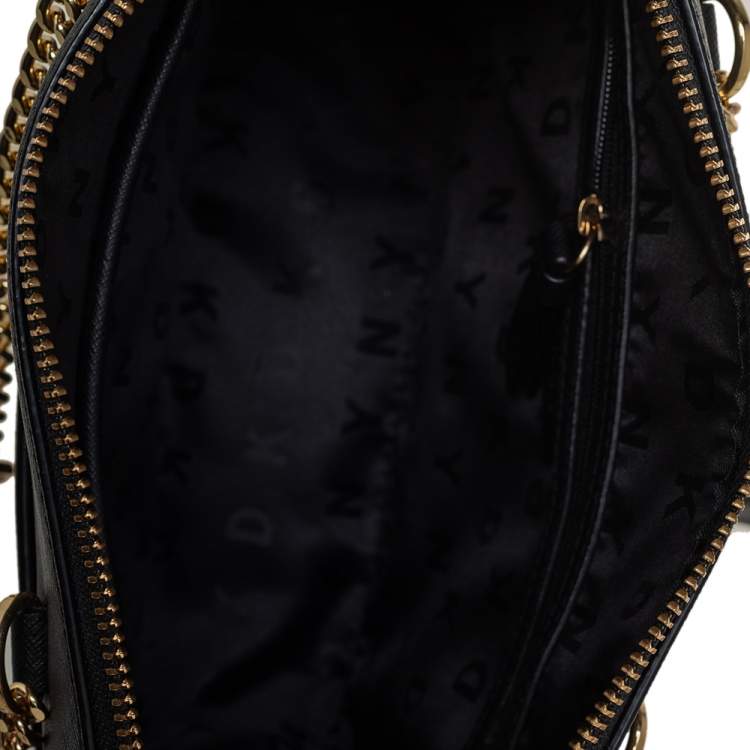 Pre Owned Dkny Black Leather Bryant Park Zip Shoulder Bag