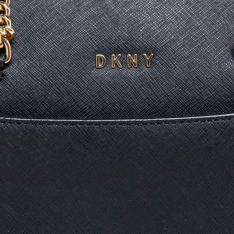 Pre Owned Dkny Black Leather Bryant Park Zip Shoulder Bag