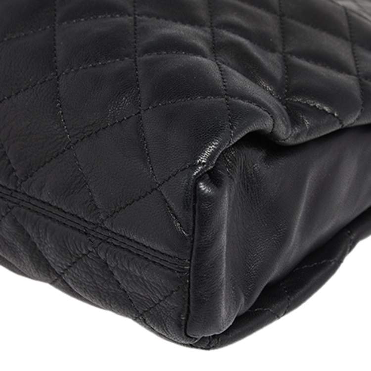 Pre Owned DKNY Black Quilted Leather Chain Tote