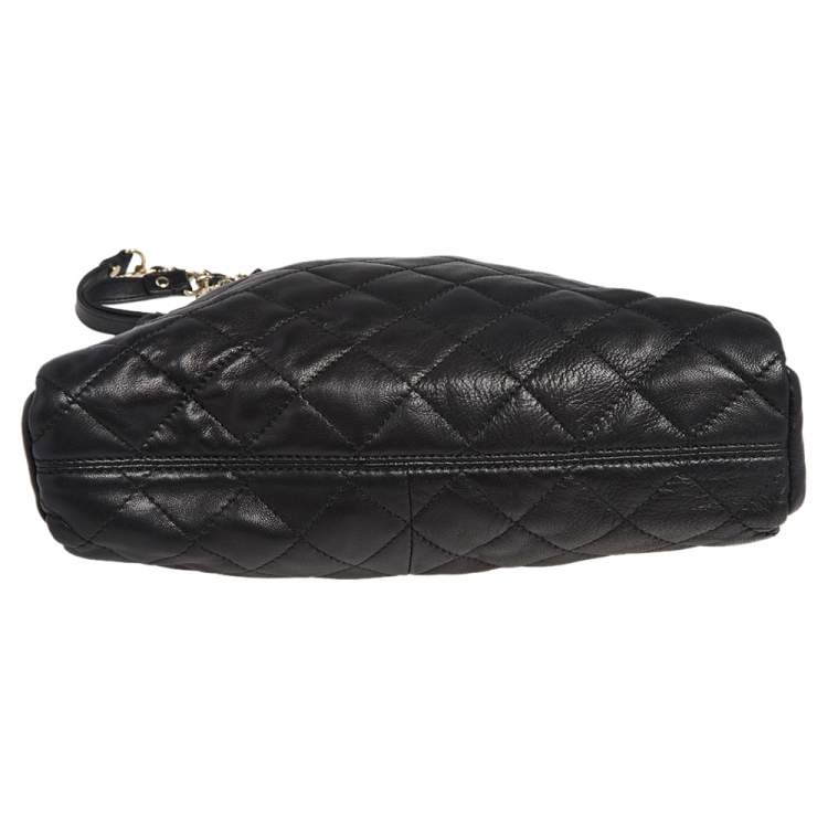 Pre Owned DKNY Black Quilted Leather Chain Tote