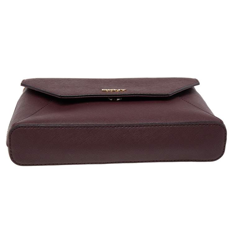 Pre Owned DKNY Burgundy Leather Bryant Park Envelope Shoulder Bag