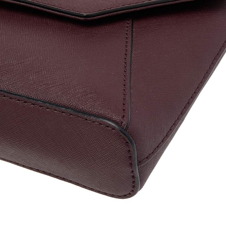 Pre Owned DKNY Burgundy Leather Bryant Park Envelope Shoulder Bag